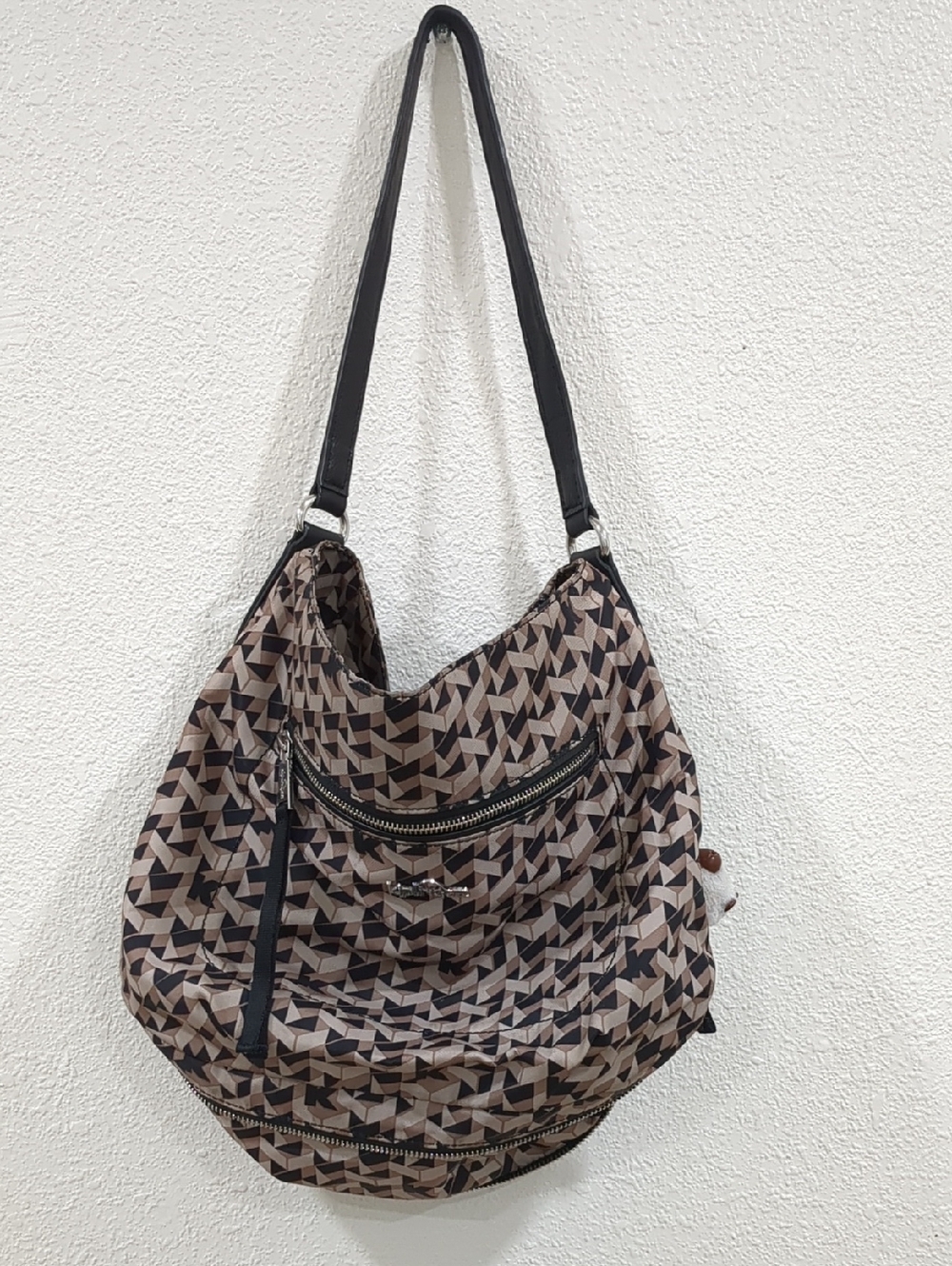 KIPLING Sadie Hobo Bag - Brown Geometric Design
